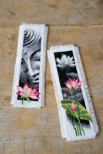 Vervaco Cross Stitch Bookmark Kit Lotus and Buddha (Set of 2) 2.4" x 8" - Picture 4 of 4