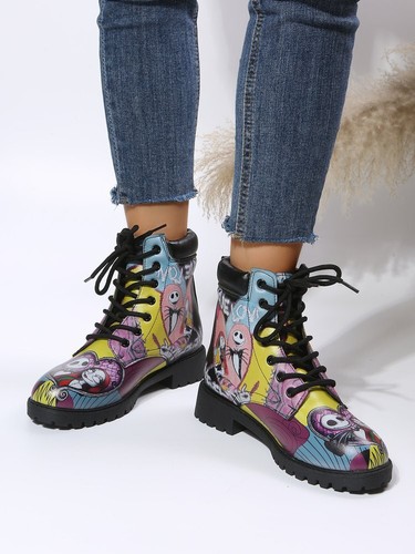 Stivaletti donna blocco grossi scarpe retrò esercito gotico punk platform flatform - - Foto 16 di 68