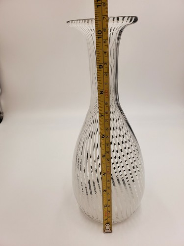 Vintage Flaschenstil American Made schwarz/weiße Streifen, hohe schöne Vase  - Bild 5 von 7