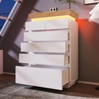 Tall High Gloss 6 Drawer Sideboard Cabinet with LED Light Storage White