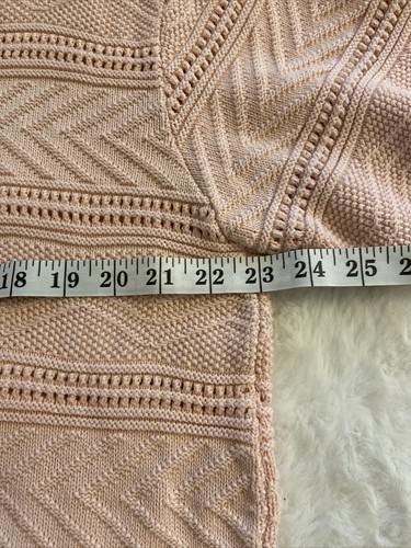 Sarah Arizona Womens Short Sleeve Sweater Peach SzL Long C Knit Side Slits - Picture 6 of 8