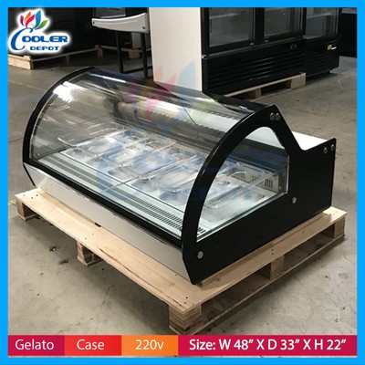 Gelato Showcase Freezer Display Commercial 6pan Counter Top Ice