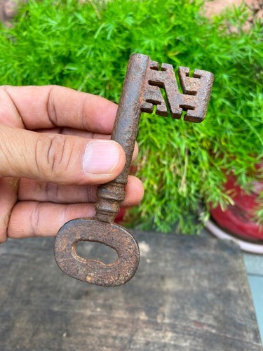 1700's Old Rare Iron Hand Forged Antique Lock Key - Picture 5 of 10