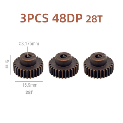 Rocket 48DP 3.175mm Metal Pinion Gear for 1/10 1/12 1/14 RC