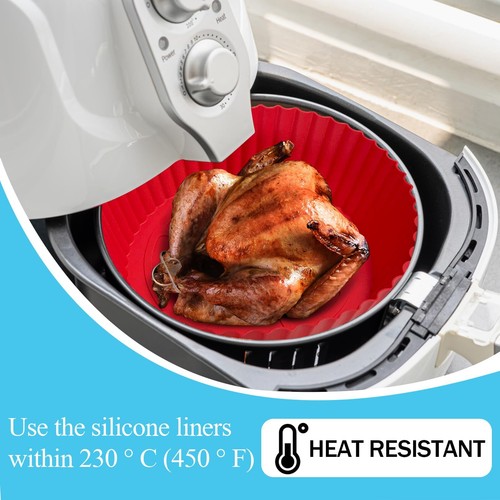 2 Pack Silicone Air Fryer Liners Non Stick Reusable Baking Oven Air Fryer Tray - Picture 4 of 7