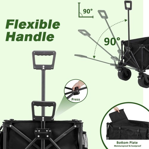 TOMSHOO Collapsible Folding Wagon Cart Camping Wagon All Terrain Foldable Y9E9 - Picture 8 of 12