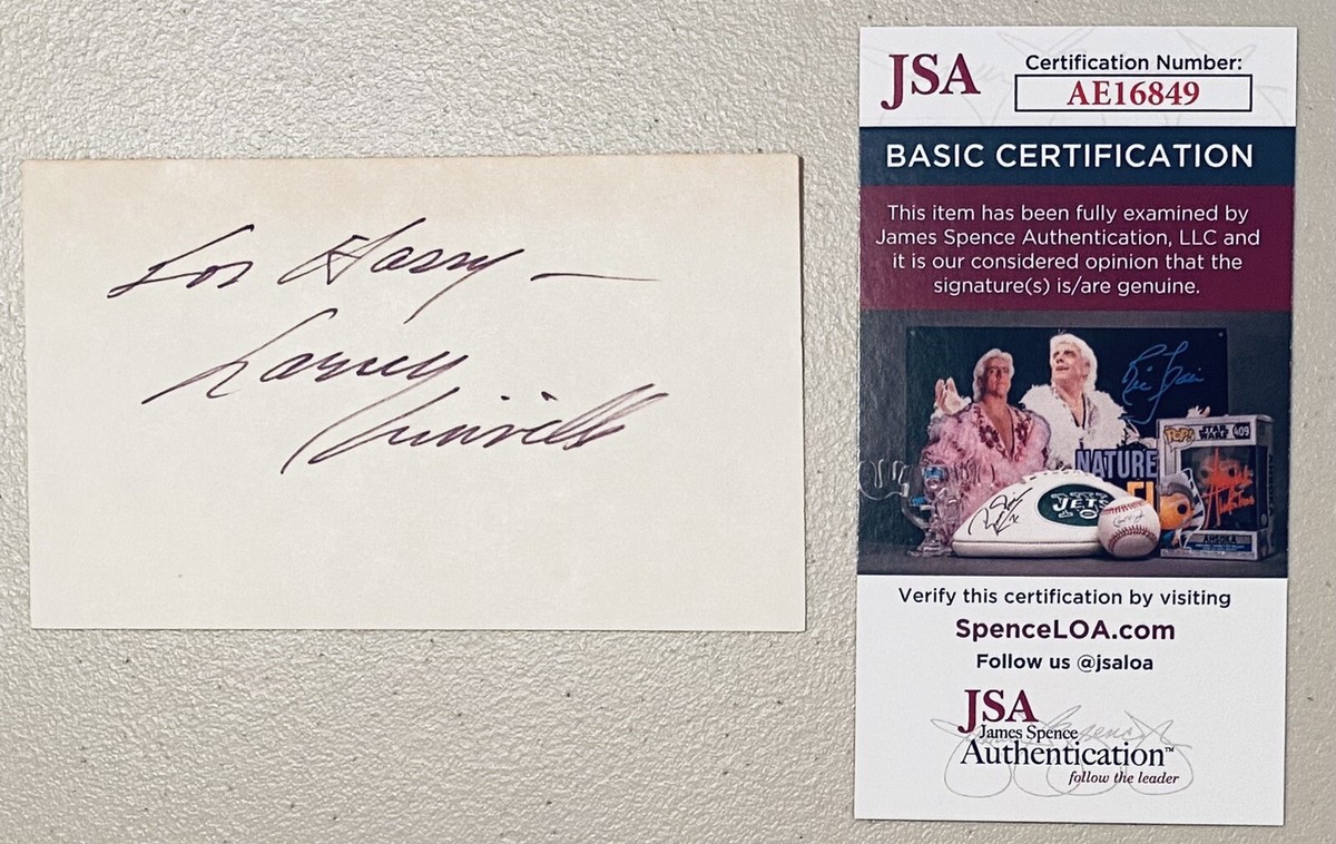 Larry Linville Signed Autographed 3x5 Card JSA Certified MASH M*A