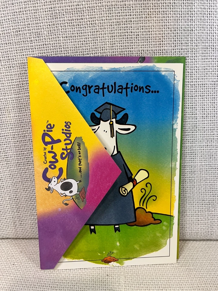Leanin' Tree Cow in Cap & Gown Next To Poop Congratulations Greetings Card - Image 2 of 4