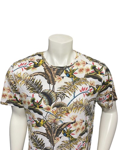 H&M Casual Hawaiian Short Sleeves Shirt Size Adult Large L Floral Pullover Tee - Picture 1 of 14