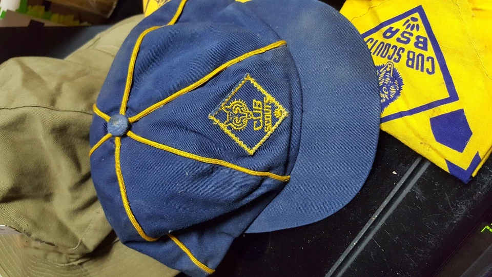 Cub Scouts Lot of 3 Scarves hat, and camping hat - Image 3 of 4