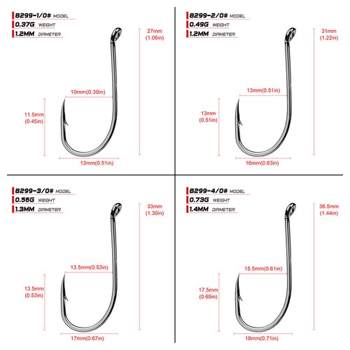 100pc Fishing Hook Octopus HC-72A High-carbon Steel Fishhook Bass Single Hooks - Picture 24 of 28