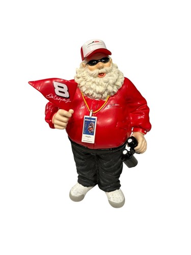 NASCAR Red Santa 8” Figurine #8 Dale Earnhardt Jr Santa Claus 2006 With Flag