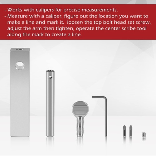 Knife Maker's Center Scriber for Marking Center Line w/ Adjustable Carbide Tip - Picture 6 of 12