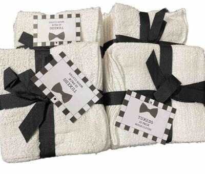 White  Washcloths 10 Pack  100% Cotton , TUXEDO ( Gift Pack )