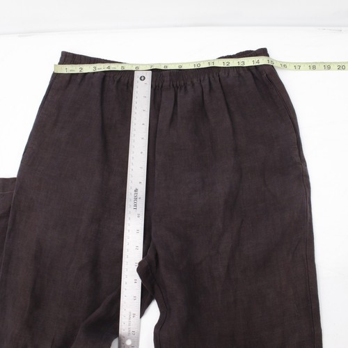 Eskandar linen pants womens 0 wide leg pull on elastic waist lagenlook brown - Picture 11 of 15