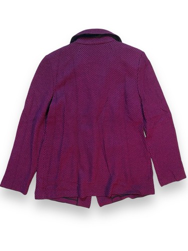 ST. JOHN Santana Knit Button Up Blazer Tweed Houndstooth Purple/Black MSRP $1295 - Picture 6 of 9