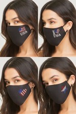Washable Breathable Fashion Face Mask w/ Adjustable Straps and Rhinestone Design