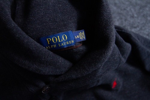 Polo Ralph Lauren Pullover Herren Large grau Wasserfallausschnitt Pulli Small Pony " - Bild 3 von 9