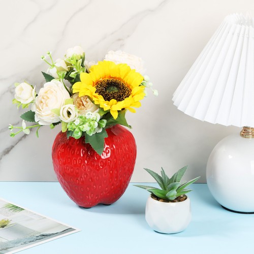 Ceramic Strawberry Vase Decorative Flower Vase Unique Strawberry Shape guOhG - Picture 7 of 11