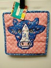 Pioneer Woman Trivet 10" Diameter Cow Quilted Blue and Orange