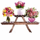 Wooden Stool Multipurpose:  Folding Rack Plant Stand Brown 3 Decks planter stand