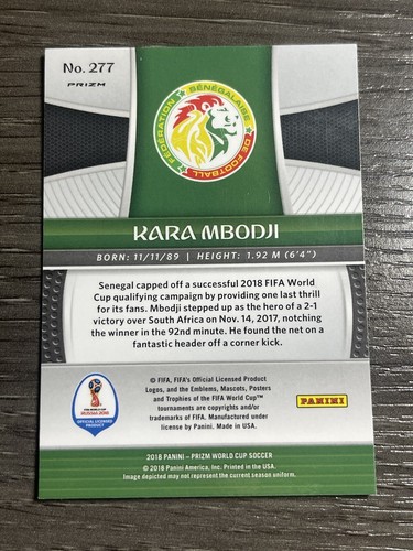 2018 Panini Prizm World Cup Soccer Red Blue Wave #277 Kara Mbodji - Picture 2 of 2