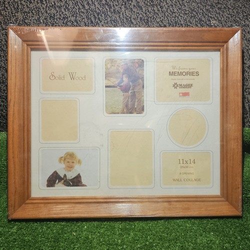 VTG Magee Co. 11x14 Solid Wood Picture Frame With Collage Mat [8 openings] NOS - Picture 1 of 9