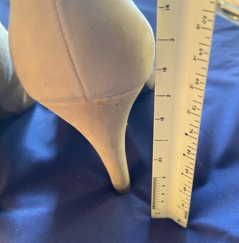 CHAMPAGNE FAUX SUEDE PUMPS DRESS FORMAL WEDDING SHOES WMNS Sz 10 FREE BEAD CLIPS - Picture 7 of 9
