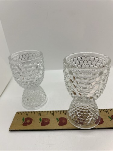 Westmoreland American Hobnail Clear Glass 4.5" Double Ended Egg Cups VTG TWO - Picture 1 of 5