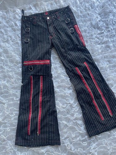 Pantalones acampanados vintage Tripp NYC a rayas talla 5 años 90 punk negocios gótico - Imagen 2 de 15
