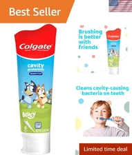 4.6 oz Kids Toothpaste with Fluoride - Fun Bluey, Sugar-Free Bubble Fruit Flavor