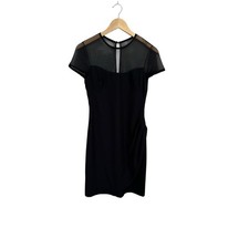 Vintage Ann Taylor Little Black Sheer Upper Short Sleeve Mini Dress Size 6