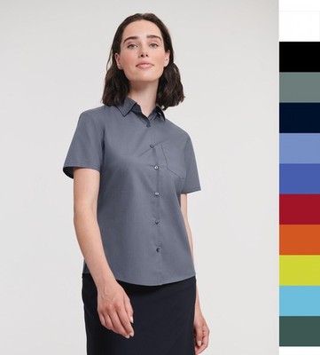 4er Pack Damen Popelin Bluse Russell Europe XS bis 4XL pflegeleicht Easy Care R-