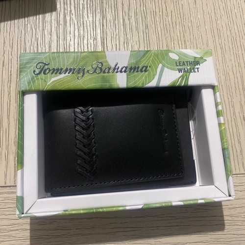 Tommy Bahama Mens black bifold Leather Wallet New in Box - Picture 1 of 7