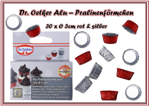 Dr. Oetker Alu Pralinenförmchen 30 Stück rot silber Trüffel Pralinen Herstellung - Bild 1 von 4