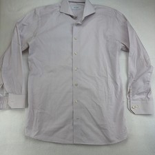 Eton Slim Fit Dress Shirt 41/16 Mens White  Pink Luxury Cotton Romania Sz Large