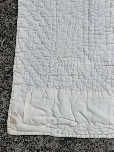 Vtg Quilt Nine Patch Hand Quilted Cutter Crafts Green Blue Paisley 48x58 - Picture 23 of 23