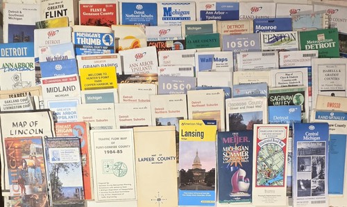Vintage Michigan Road Maps Lot of 37 Detroit  Flint Saginaw Grand Rapids Lansing