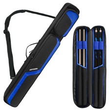 Pool Cue Case 2x2 Holds 2 Butts 2 Shafts Billiard Stick Bag Black Blue CASE ONLY