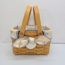 Longaberger 1999 Shoreline/Seashell Basket Liner 2x Protector Seashell Tie on