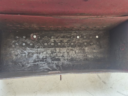 Vintage Mechanics Machinist Metal Tool Box Unbranded Dimple Punched Red Antique - Picture 4 of 5