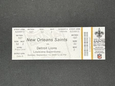 9-13-2009 DET Lions @ NO Saints Ticket - Matt Stafford Debut / Drew Brees 6 TDs