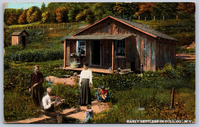 K20/ Sullivan County New York Postcard c1910 Early Settlers Cabin 432