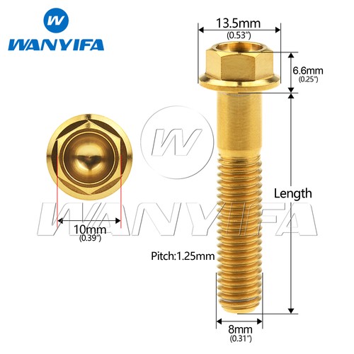 Perno de titanio M8x15 20 25 30 35 40 45 50 55 60 65 mm brida pequeña tornillos de cabeza hexagonal - Imagen 2 de 14
