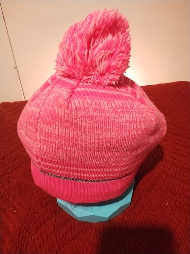 C9 Champion Girls' Pink Pattern Knit Beanie with Pom One Size - Picture 2 of 5