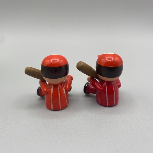 Vintage Doll House Toys Cake Toppers Wood Baseball Player 2pc Lot - Picture 5 of 8