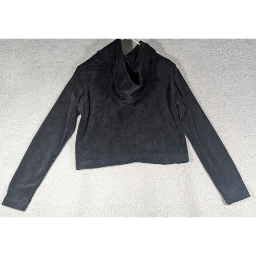 Juicy Couture Hoodie Womens Extra Small Black Crop Hoodie Black Label Velour - Picture 2 of 5