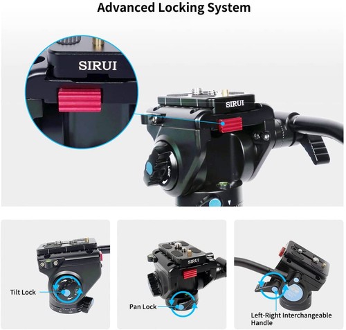 Sirui ST-125 5-Section Carbon Fiber Tripod & VA-5 Ultra-Compact Video Head Kit - Picture 4 of 6