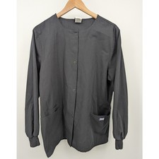 Cherokee Workwear Black Snap Front Scrub Jacket, Womens Size Medium M Nurse