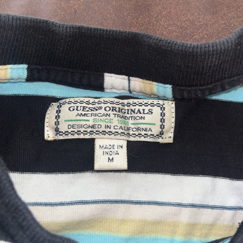 Men's Guess David Sayer Multi Color Striped Pullover Oversized Tee Size M - Picture 3 of 5